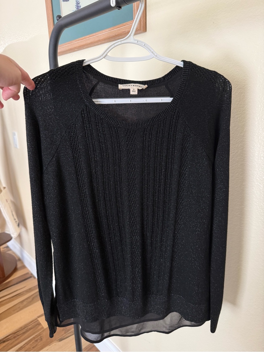 Lucky Brand Black Sparkle Scoop-Neck Sweater
